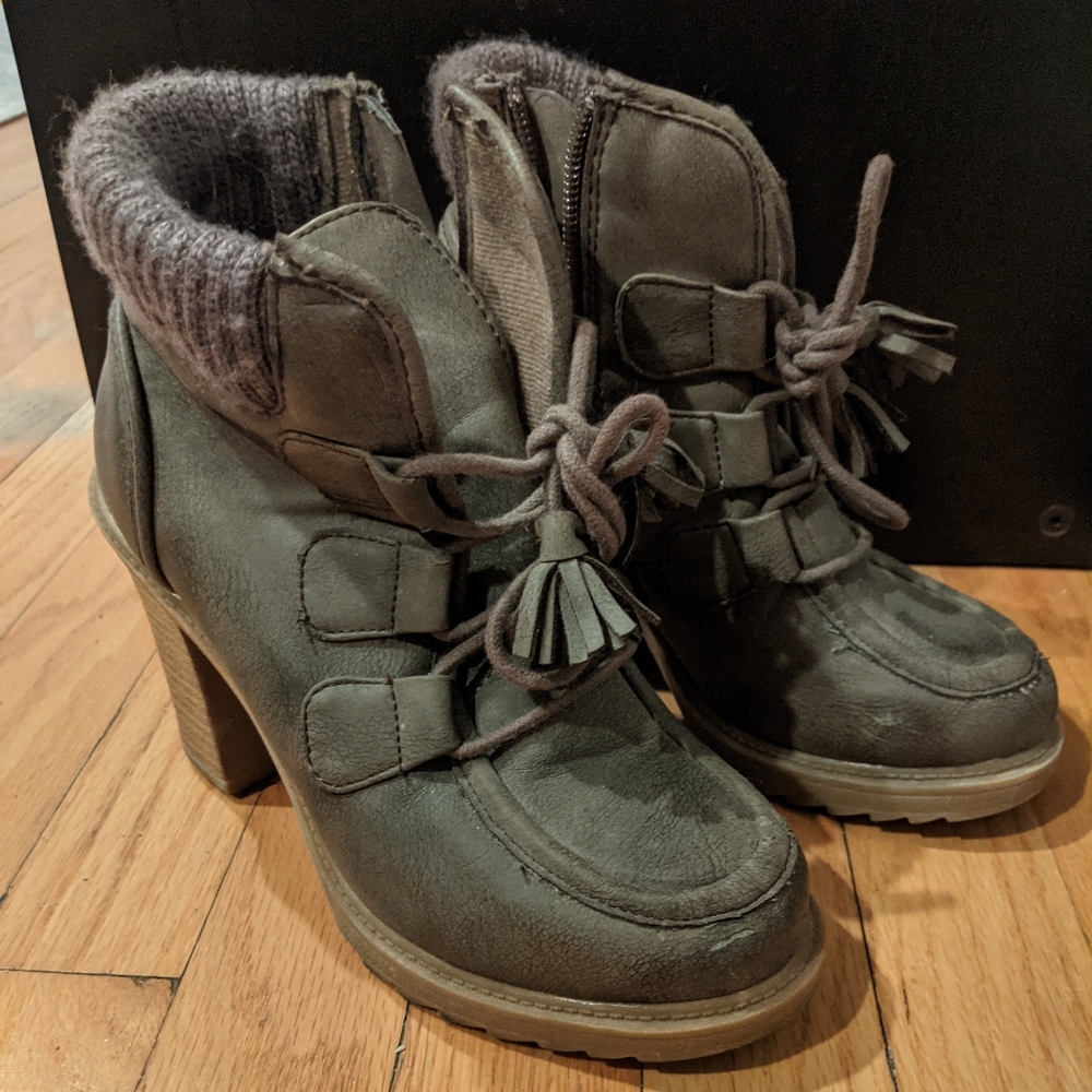 Fall Olive Green Ankle Booties